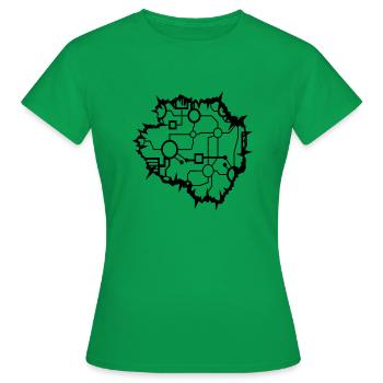 mikrochip leitung kabel computer verschaltung aufg - Frauen T-Shirt - Kelly Green - Vorne - AI Model Female 172 dark (172cm)
