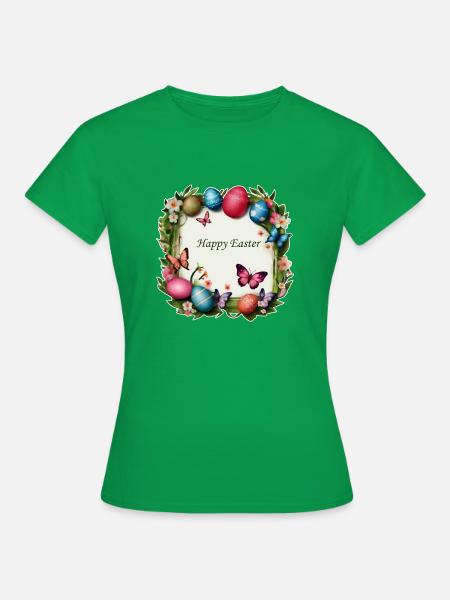 Osterkranz - Happy Easter - Frauen T-Shirt - Kelly Green