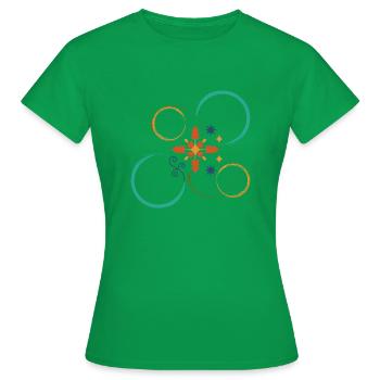 Orange and blue spiral - Women's T-Shirt - kelly green - Front - AI Model Female 172 dark (172cm)