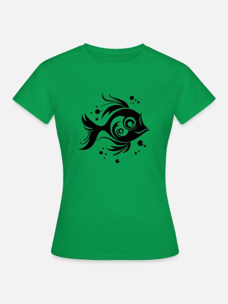 Süßer Fisch schwimmt im Meer - Illustration - Dame-T-shirt - kelly grøn