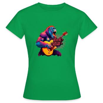 Rocking n Roll, Gorille Jouant De La Guitare - T-shirt Femme - vert - Devant - AI Model Female 172 dark (172cm)