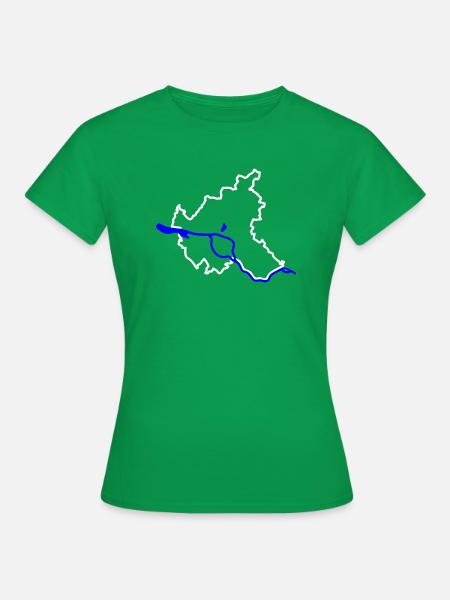 Hamburg - Kontur der Stadt (weiss) - mit Elbe - Frauen T-Shirt - Kelly Green