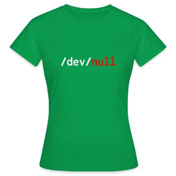Dev null red web developer humor funny - Women's T-Shirt - kelly green - Front - AI Model Female 172 dark (172cm)