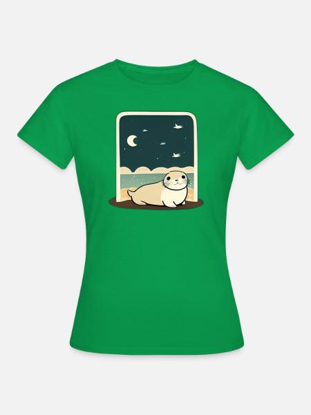 Niedliche Robbe Sternennacht - Frauen T-Shirt - Kelly Green