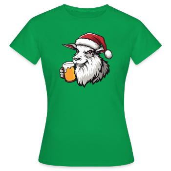 Mountain Goat Christmas Beer - Women's T-Shirt - kelly green - Front - AI Model Female 172 dark (172cm)