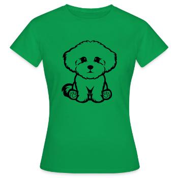 Adorable Cartoon Bichon Frise Puppy Illustration - Women's T-Shirt - kelly green - Front - AI Model Female 172 dark (172cm)
