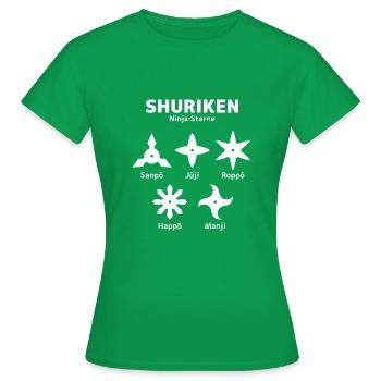 Shuriken - Ninja Sterne - Frauen T-Shirt - Kelly Green - Vorne - AI Model Female 172 dark (172cm)