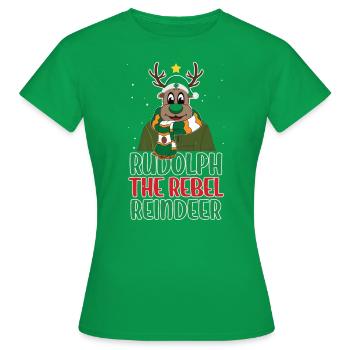 Rudolf The Rebel Reindeer - Women's T-Shirt - kelly green - Front - AI Model Female 172 dark (172cm)