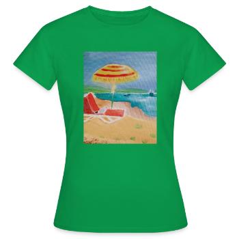Strandurlaub - Frauen T-Shirt - Kelly Green - Vorne - AI Model Female 172 dark (172cm)