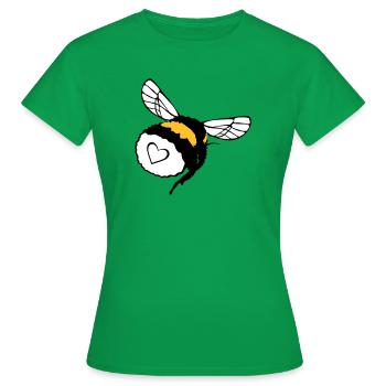 Bourdon avec cœur, fourrure et bourdon - T-shirt Femme - vert - Devant - AI Model Female 172 dark (172cm)