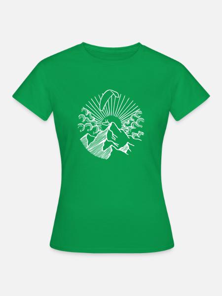Paraglider Mountain Sunrise - Frauen T-Shirt - Kelly Green