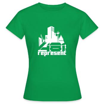 Logo 481 représentent 02 - T-shirt Femme - vert - Devant - AI Model Female 172 dark (172cm)