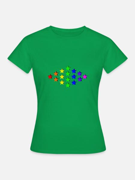 Sterne bunt Regenbogen Geschenkidee - Frauen T-Shirt - Kelly Green