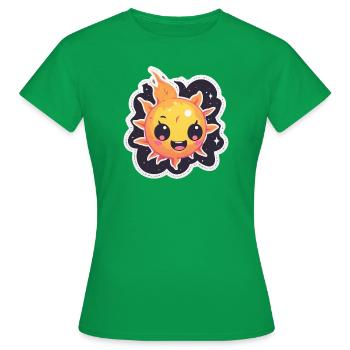 Boule de feu heureuse et dure dans l’espace - T-shirt Femme - vert - Devant - AI Model Female 172 dark (172cm)