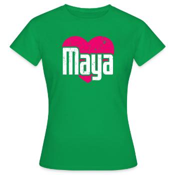 J’aime Maya Cœur Rose J’aime Maya - T-shirt Femme - vert - Devant - AI Model Female 172 dark (172cm)