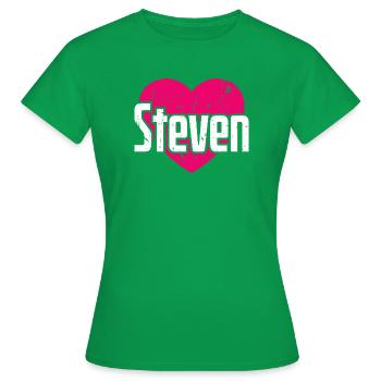 I Love Steven Pink Heart I Love Steven - Women's T-Shirt - kelly green - Front - AI Model Female 172 dark (172cm)