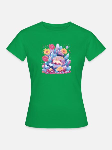 Schlafender Igel im Kristallgarten - Frauen T-Shirt - Kelly Green
