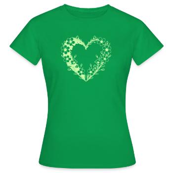Cœur fleuri dans un cadre floral - T-shirt Femme - vert - Devant - AI Model Female 172 dark (172cm)