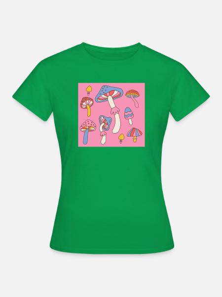 Retro Mushroom Pattern – Psychedelic 70s Design - Frauen T-Shirt - Kelly Green