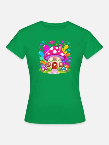 Buntes Pilzhaus Zauber - Frauen T-Shirt - Kelly Green