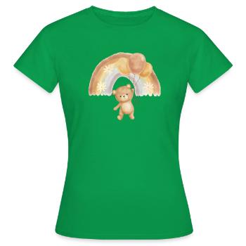 Ours en peluche avec des ballons sous l’arc-en-ciel - T-shirt Femme - vert - Devant - AI Model Female 172 dark (172cm)