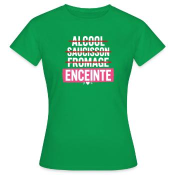 Schwanger: Alkohol- und käsefrei - Frauen T-Shirt - Kelly Green - Vorne - AI Model Female 172 dark (172cm)
