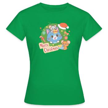 Tom & Jerry Gokko Joyeux Noël - T-shirt Femme - vert - Devant - AI Model Female 172 dark (172cm)