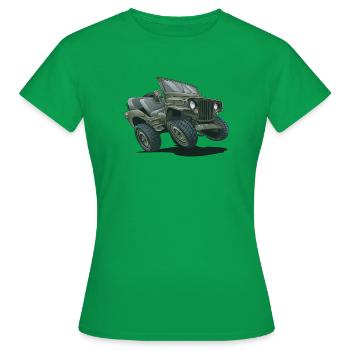Dessin animé Willys MB sur véhicule tout-terrain | RCCX - T-shirt Femme - vert - Devant - AI Model Female 172 dark (172cm)