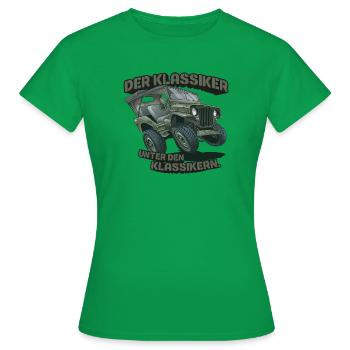 Willys MB – Der Klassiker unter den Klassikern - Frauen T-Shirt - Kelly Green - Vorne - AI Model Female 172 dark (172cm)