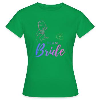 Team Bride Wine Glass and Rings - Women's T-Shirt - kelly green - Front - AI Model Female 172 dark (172cm)
