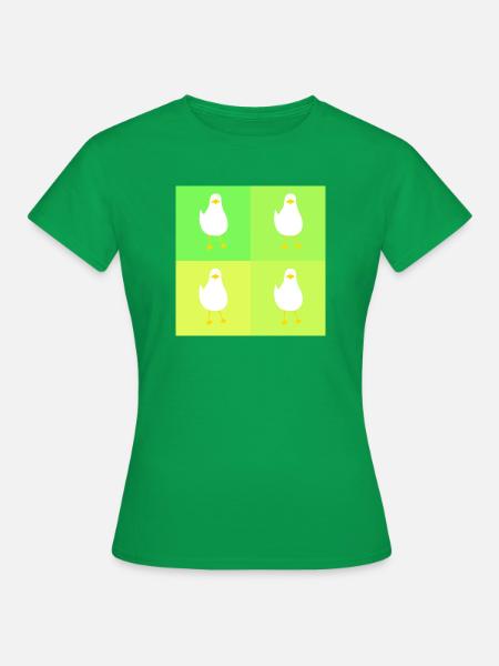 MeinsMeinsMeins - grünes Möwen Pop up - Frauen T-Shirt - Kelly Green