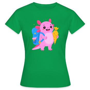 Axolotl zur Einschulung – Schulanfang Schultüte - Frauen T-Shirt - Kelly Green - Vorne - AI Model Female 172 dark (172cm)