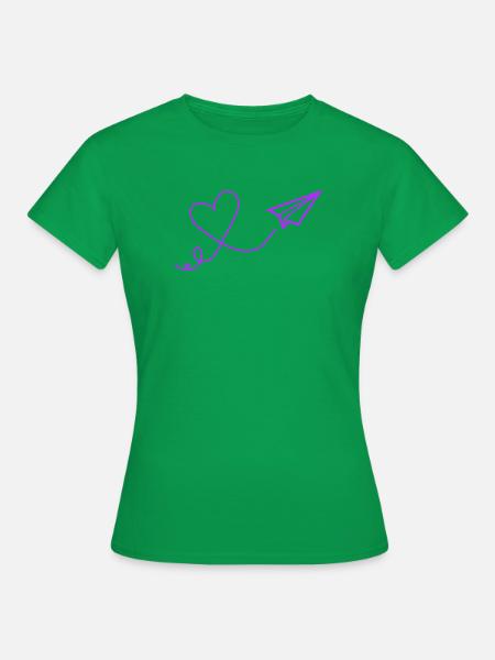 Herzflug Papierflug Illustration - Frauen T-Shirt - Kelly Green