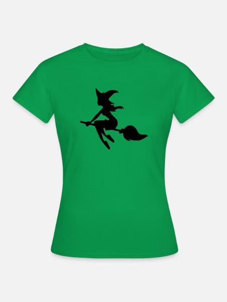 Hexe auf Besen - Frauen T-Shirt - Kelly Green