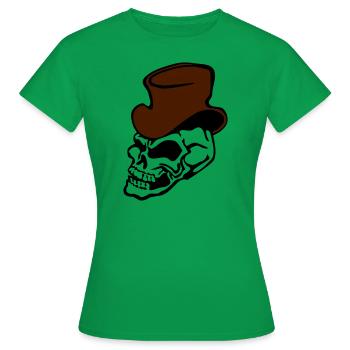Crâne avec le chapeau supérieur - T-shirt Femme - vert - Devant - AI Model Female 172 dark (172cm)
