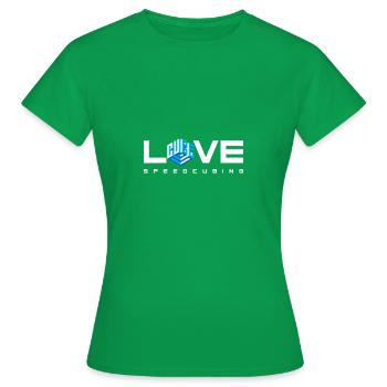 Speedcubing Liebe. Cubing-Cube-Cuber-Speedcubing - Frauen T-Shirt - Kelly Green - Vorne - AI Model Female 172 dark (172cm)
