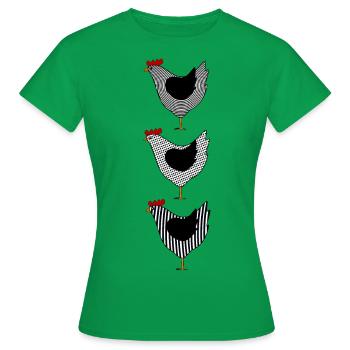 Hühner Huhn Hahn Kücken Federvieh Vogel Eier Ei - Frauen T-Shirt - Kelly Green - Vorne - AI Model Female 172 dark (172cm)