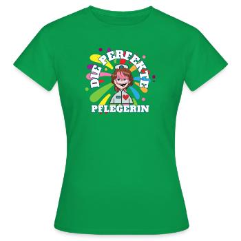 Altenpflege, fröhliche Pflegerin, bunt, Senioren - Frauen T-Shirt - Kelly Green - Vorne - AI Model Female 172 dark (172cm)