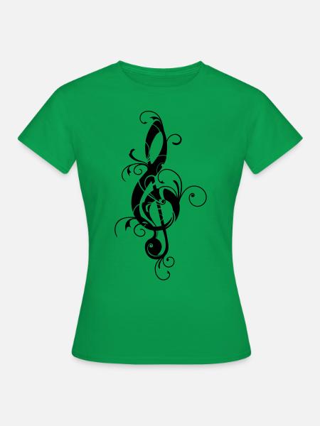 Clef, note, sheet, music, musical, notes, classic - Women's T-Shirt - kelly green