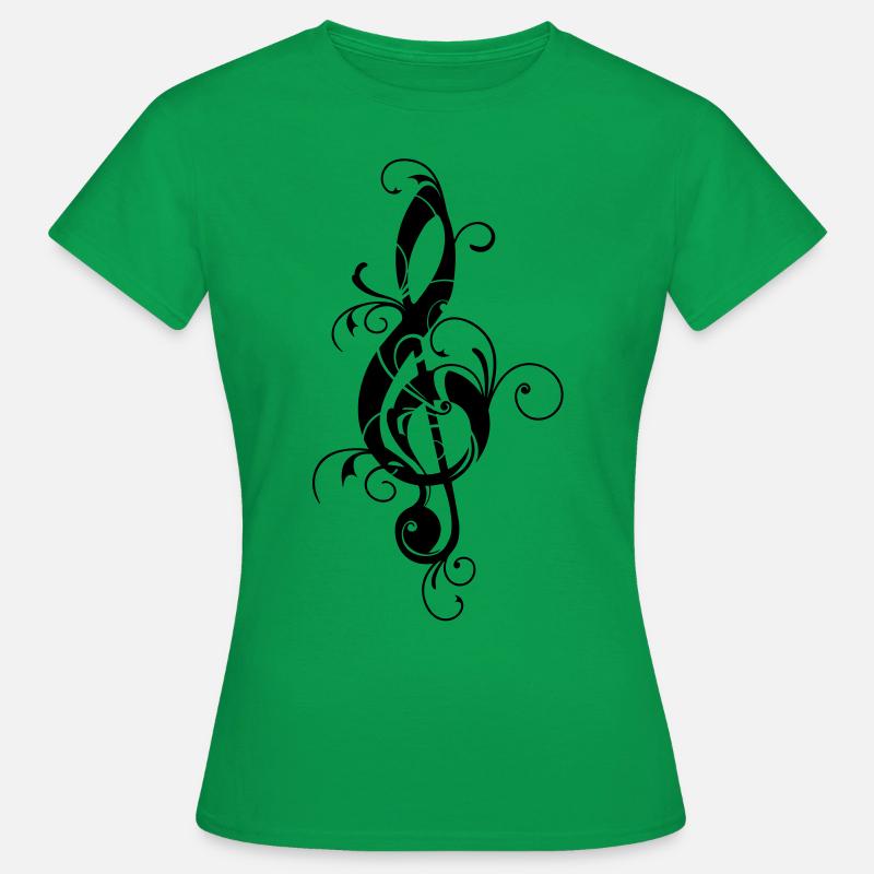 Clé, clef, musique, note classique, sol, notation - T-shirt Femme - vert