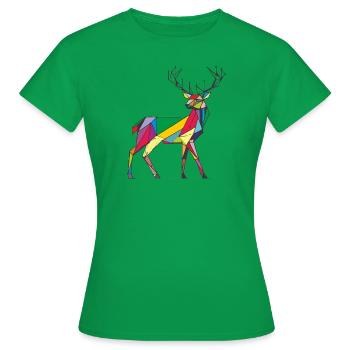 Hirsch 2D bunt - Frauen T-Shirt - Kelly Green - Vorne - AI Model Female 172 dark (172cm)