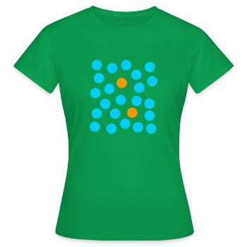 blue dots and two orange dots - Women's T-Shirt - kelly green - Front - AI Model Female 172 dark (172cm)