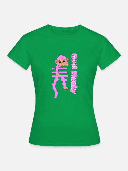 Rosa Affe klettert Glitzer - Frauen T-Shirt - Kelly Green