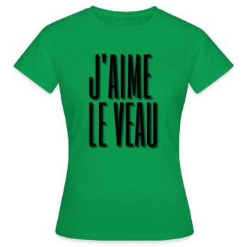 j'aime le veau - T-shirt Femme - vert - Devant - AI Model Female 172 dark (172cm)