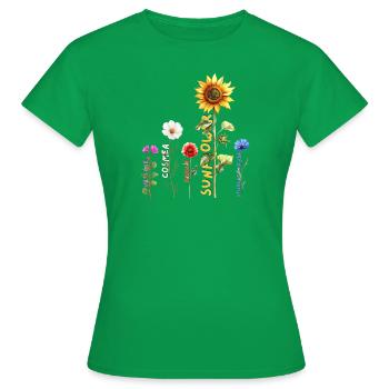 Herbst Blumen - Frauen T-Shirt - Kelly Green - Vorne - AI Model Female 172 dark (172cm)