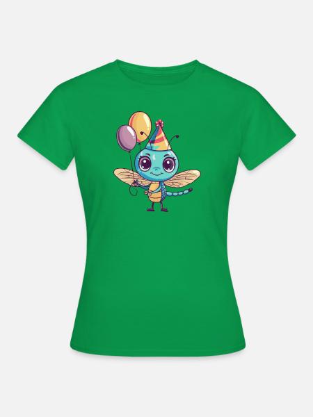 Libelle Geburtstag Comic Niedlich - Frauen T-Shirt - Kelly Green