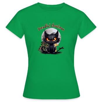 Dreadful Christmas Grummelige Wütende Katze - Frauen T-Shirt - Kelly Green - Vorne - AI Model Female 172 dark (172cm)