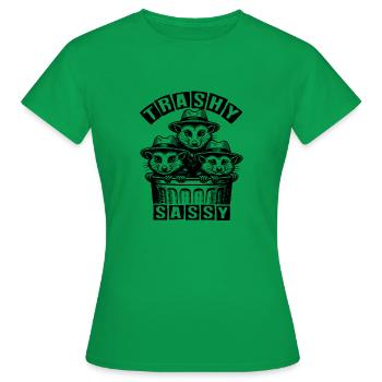 3 coole Opossums Trash Trio im Mülleimer - Frauen T-Shirt - Kelly Green - Vorne - AI Model Female 172 dark (172cm)