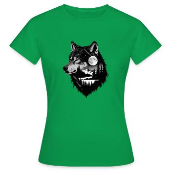 Black Wolf Wolf Portrait. Wolf design - Women's T-Shirt - kelly green - Front - AI Model Female 172 dark (172cm)