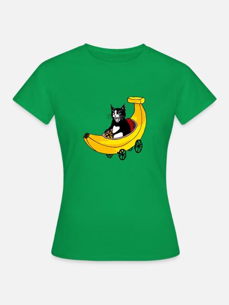 Schnelle Katze und Banane - Frauen T-Shirt - Kelly Green
